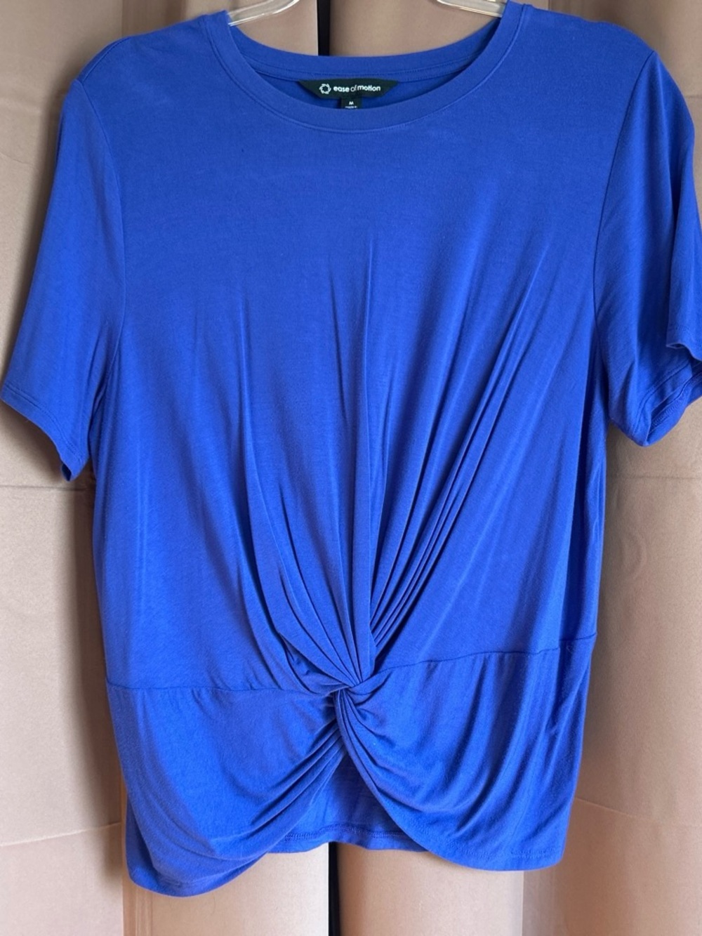 Blue Twist-Front Short Sleeve Top